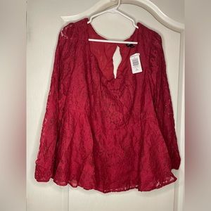 Peplum Lace Puff Sleeve Top.